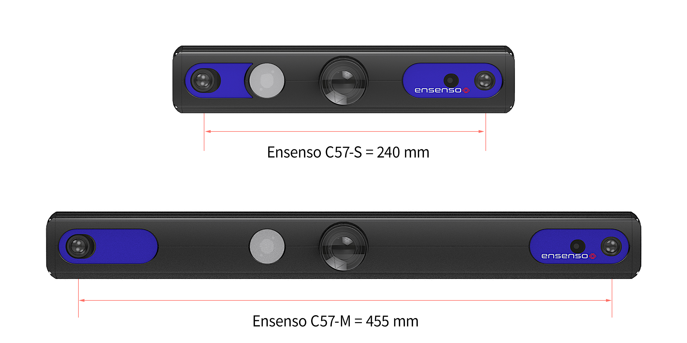 Front view of the Ensenso C57-S with short baseline and M with long baseline